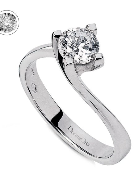 Anello Solitario DonnaOro MINERVA in Oro Bianco 18kt con Diamante da 0.10ct