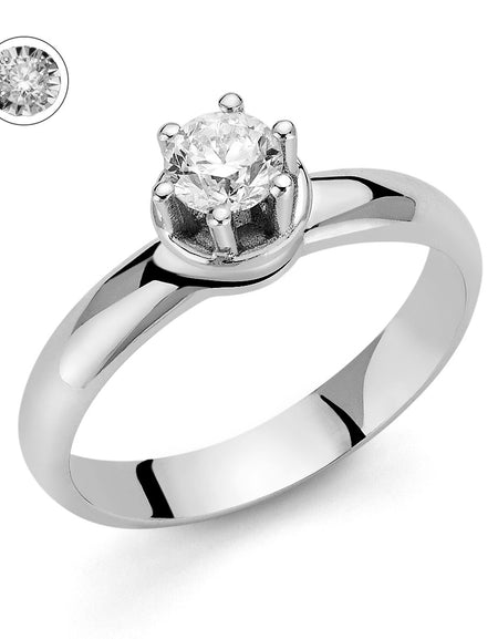 Anello Solitario DonnaOro in Oro Bianco 18kt con Diamante da 0.20ct
