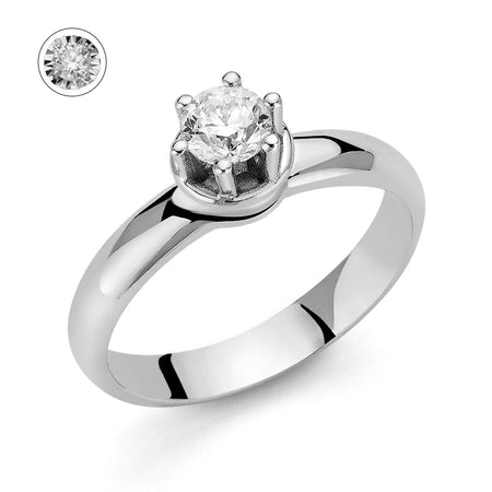 Anello Solitario DonnaOro in Oro Bianco 18kt con Diamante