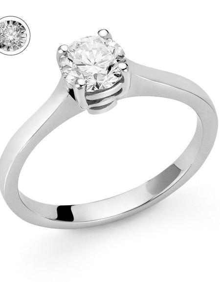 Anello Solitario DonnaOro in Oro Bianco 18kt con Diamante 0.10ct