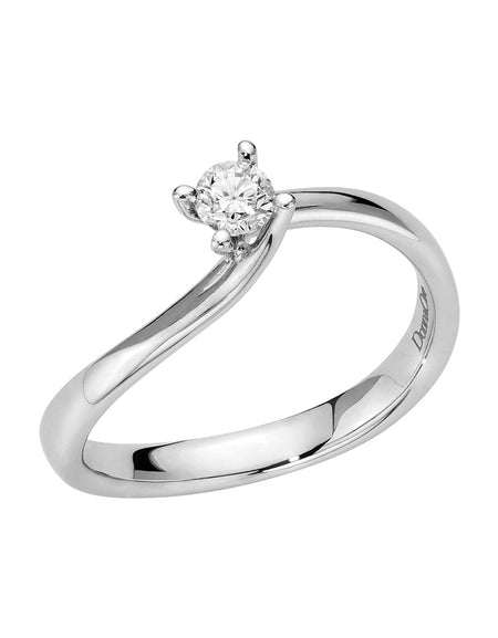 Anello Solitario DonnaOro Teia in Oro Bianco 18kt con Diamante da 0.10ct