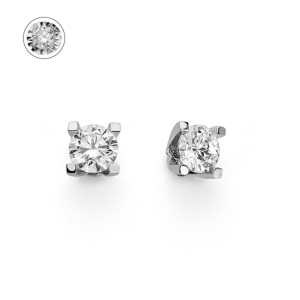 Orecchini DonnaOro ETERNA Punti luce in Oro Bianco 18kt e Diamanti 0.14ct