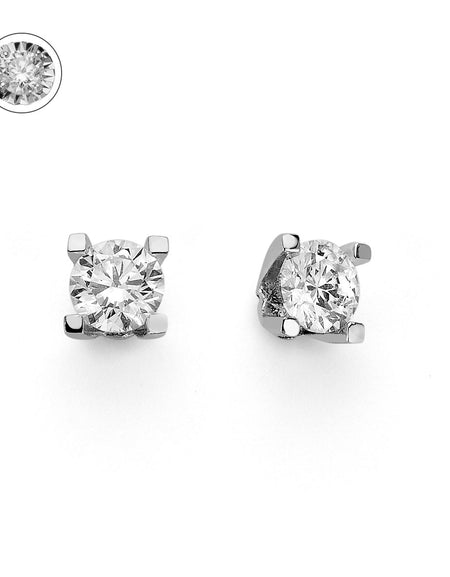 Orecchini DonnaOro ETERNA Punti luce in Oro Bianco 18kt e Diamanti 0.20ct