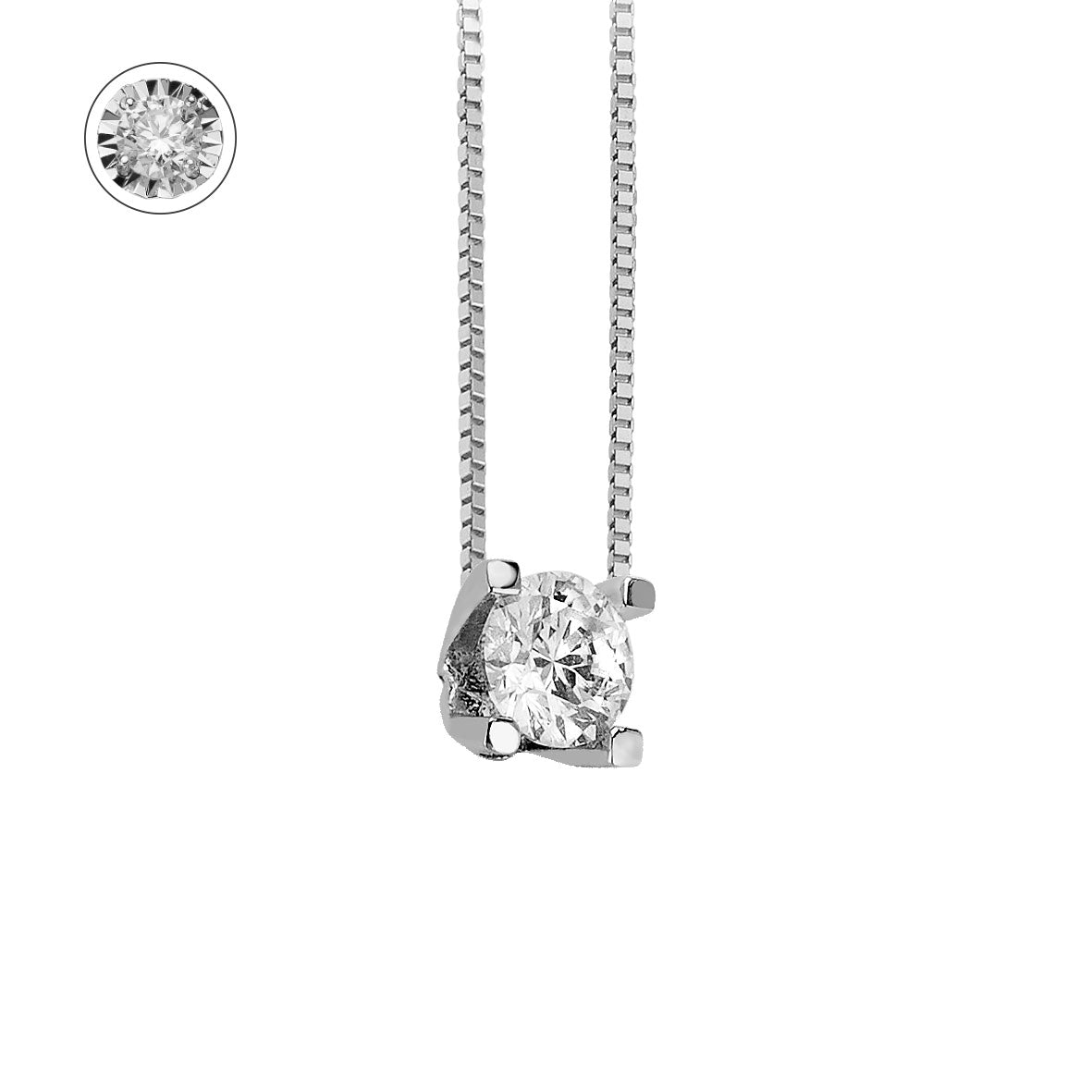 Collana DonnaOro ETERNA Punto luce in Oro Bianco 18kt e Diamanti