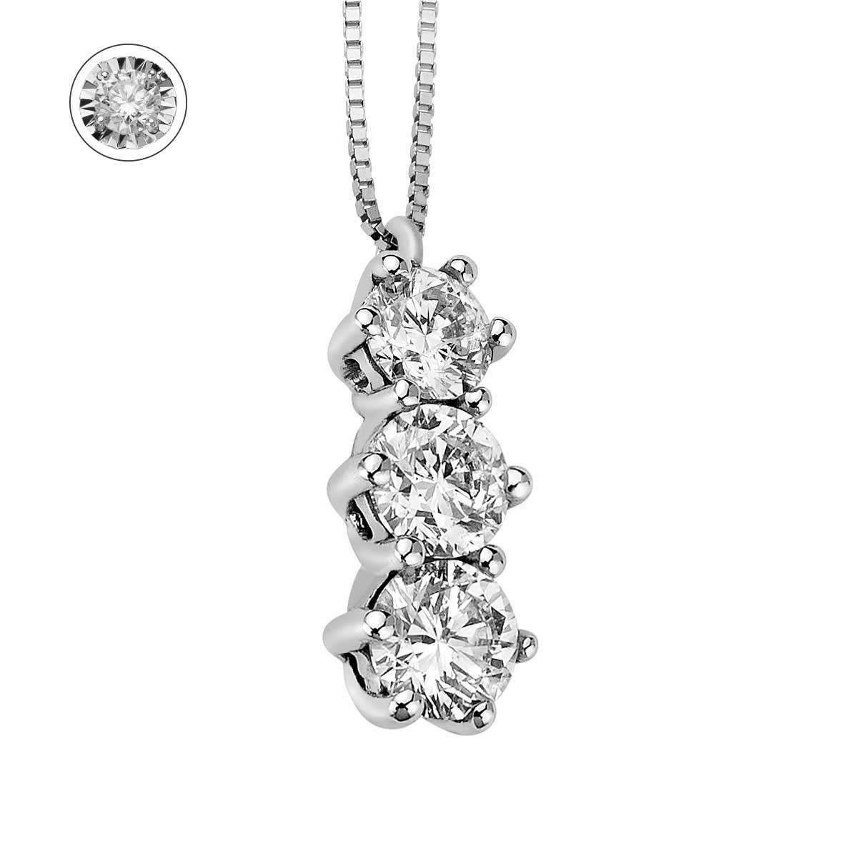 Collana DonnaOro ORIZZONTI Trilogy in Oro Bianco 18kt e Diamanti