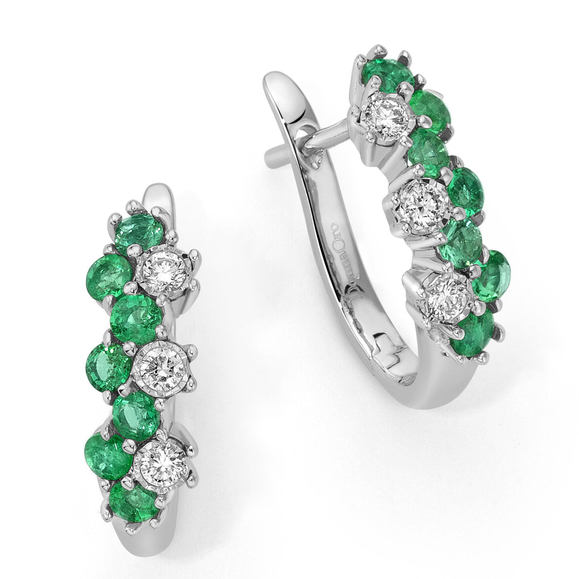 DONNAORO Orecchini Fantasia di Smeraldi e Diamanti in Oro 18kt
