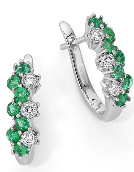 DONNAORO Orecchini Fantasia di Smeraldi e Diamanti in Oro 18kt