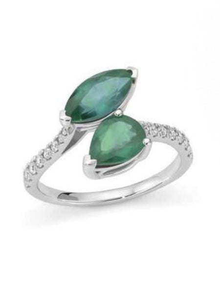 DONNAORO Anello in oro bianco con Smeraldo ct 2,30 e Diamanti ct 0,24