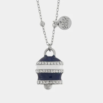 AMOCAPRI Collana in Acciaio campanella con strisce blu