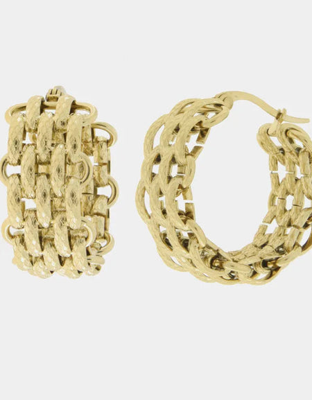 COEUR DE MER Orecchini in Acciaio cerchi con maglia intrecciata