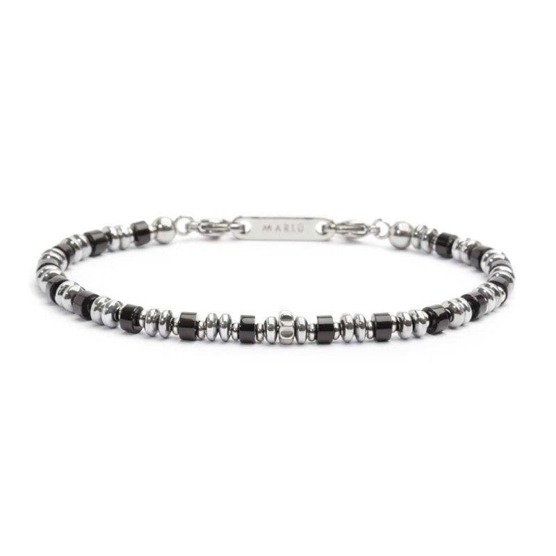 MARLÙ Bracciale uomo con rondelle in pietra ed elementi in ematite