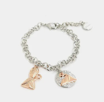 AMONAPOLI Bracciale in Metallo con San Gennaro pendente e medaglia con vesuvio