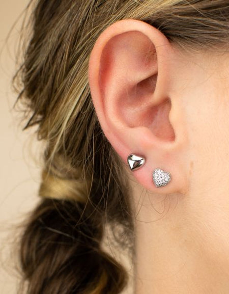 BOCCADAMO MYA Orecchini al lobo Cuore Bombato Rodio