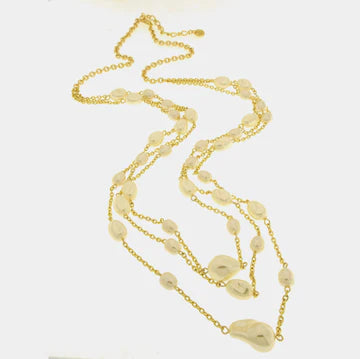 AMOVENEZIA Collana in Metallo multifilo con perle irregolari