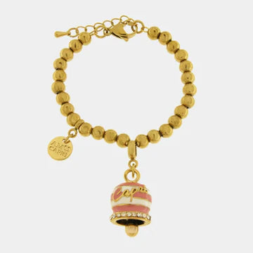 AMOCAPRI Bracciale in Acciaio campanella Capri con  strisce rosa