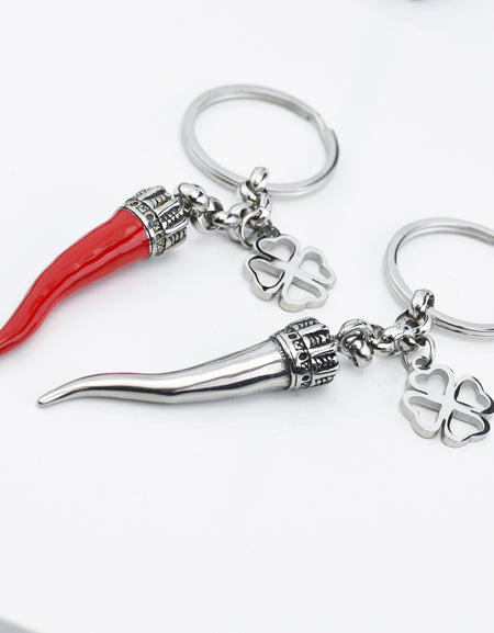 BOCCADAMO MYA Portachiavi della Fortuna con Corno e Quadrifoglio