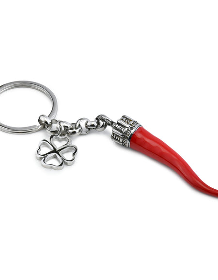 BOCCADAMO MYA Portachiavi della Fortuna con Corno Rosso e Quadrifoglio