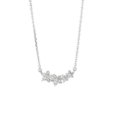 BOCCADAMO Collana Fiori di Zirconi Bianchi in Argento 925 Rodiato