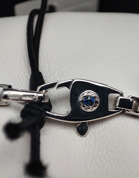 Bracciale CHIMENTO in Argento 925 con Piastra Centrale Rosè e Zaffiro Blu