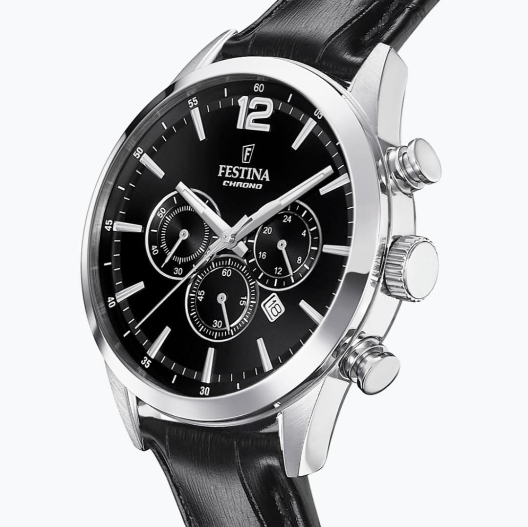 OROLOGIO FESTINA TIMELESS CHRONOGRAPH F20542/5 NERO CINTURINO IN PELLE, UOMO