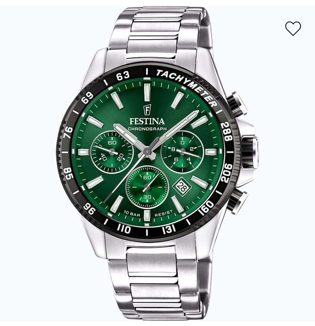 OROLOGIO FESTINA F20560/4 VERDE CON CINTURINO IN ACCIAIO, UOMO