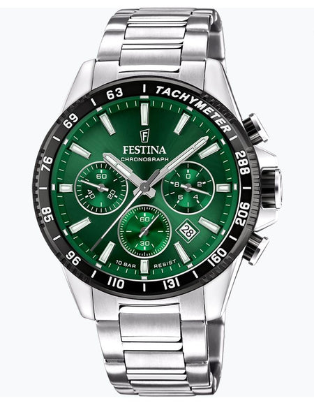 OROLOGIO FESTINA F20560/4 VERDE CON CINTURINO IN ACCIAIO, UOMO