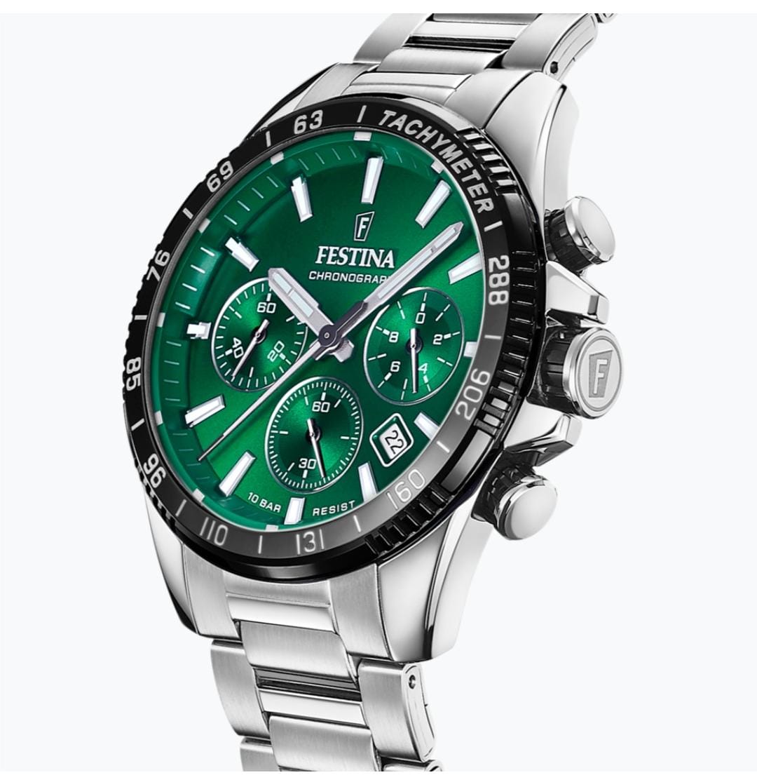 OROLOGIO FESTINA F20560/4 VERDE CON CINTURINO IN ACCIAIO, UOMO
