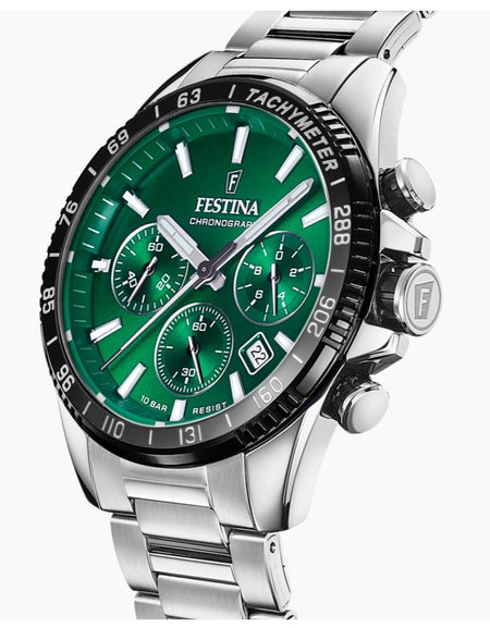 OROLOGIO FESTINA F20560/4 VERDE CON CINTURINO IN ACCIAIO, UOMO
