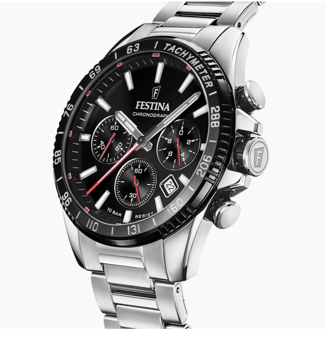 OROLOGIO FESTINA F20623/4 NERO CINTURINO IN ACCIAIO INOSSIDABILE 316L, UOMO