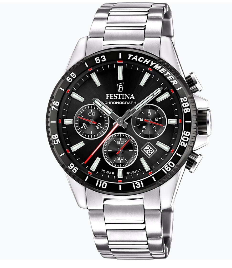 OROLOGIO FESTINA F20623/4 NERO CINTURINO IN ACCIAIO INOSSIDABILE 316L, UOMO