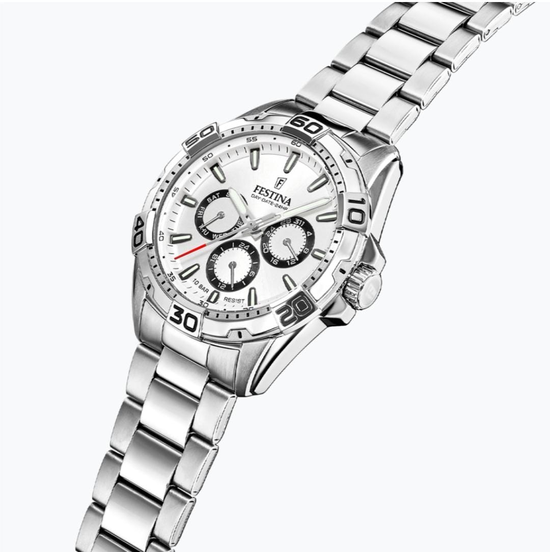 OROLOGIO FESTINA F20623/1 BLANCO CINTURINO IN ACCIAIO INOSSIDABILE 316L, UOMO