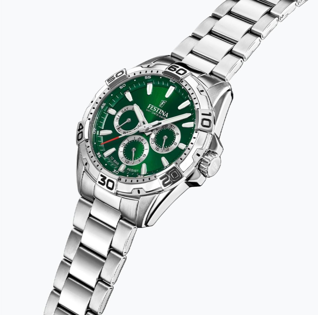 OROLOGIO FESTINA F20623/3 VERDE CINTURINO IN ACCIAIO INOSSIDABILE 316L, UOMO