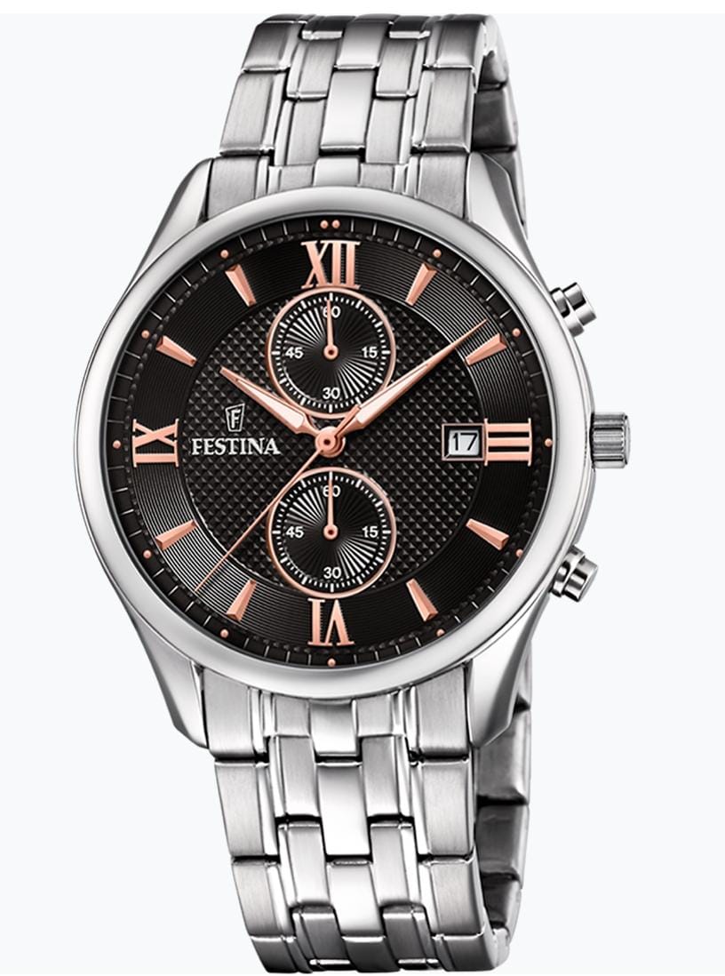 OROLOGIO FESTINA TIMELESS CHRONOGRAPH F6854/7 NERO CINTURINO IN ACCIAIO, UOMO