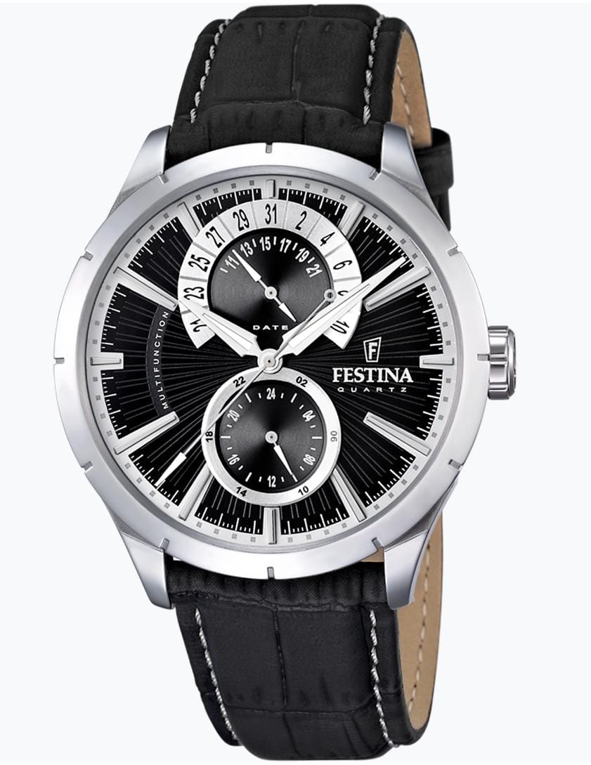 OROLOGIO FESTINA RETRO F16573/3 NERO CINTURINO IN PELLE, UOMO