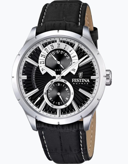 OROLOGIO FESTINA RETRO F16573/3 NERO CINTURINO IN PELLE, UOMO