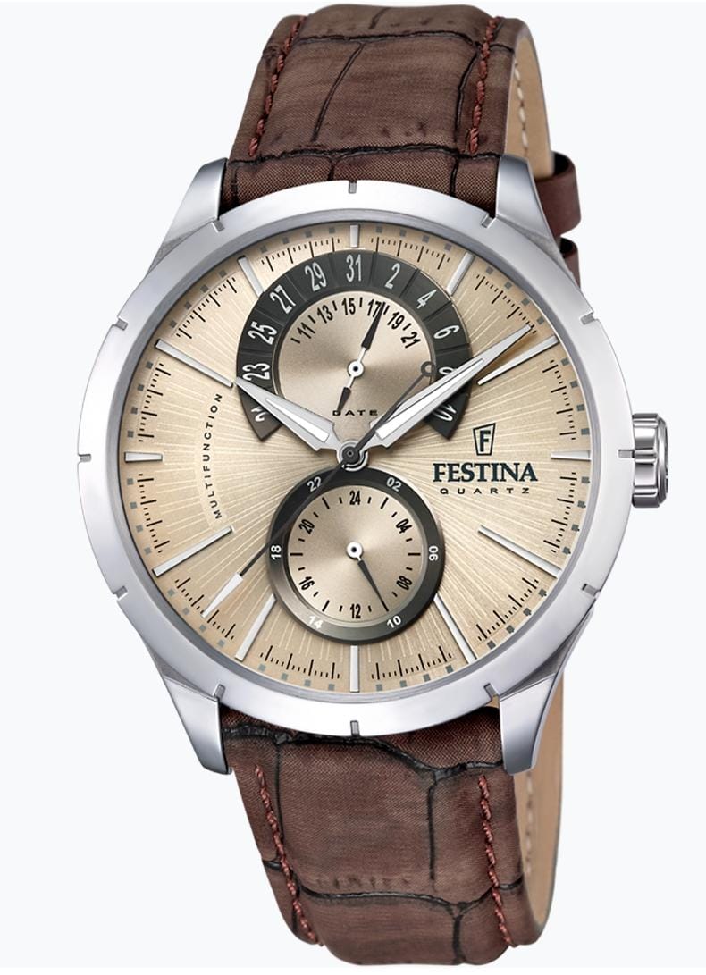 OROLOGIO FESTINA RETRO F16573/9 CREMA CON CINTURINO IN PELLE, UOMO