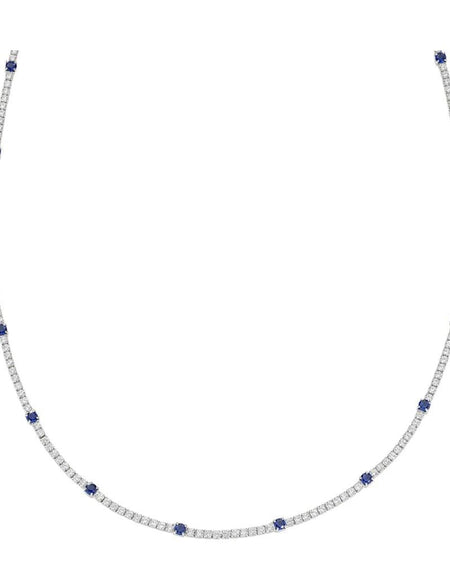 Collana Tennis Bianca e Blu con Zirconi 2 e 3 mm