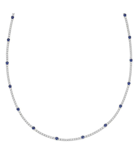 Collana Tennis Bianca e Blu con Zirconi 2 e 3 mm