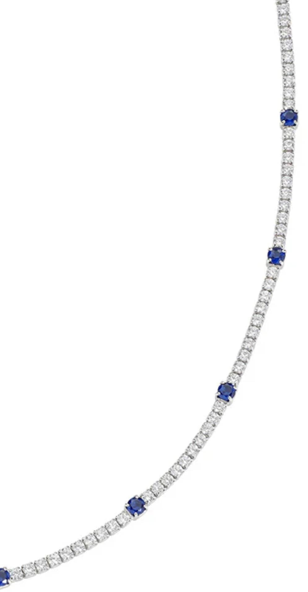 Collana Tennis Bianca e Blu con Zirconi 2 e 3 mm