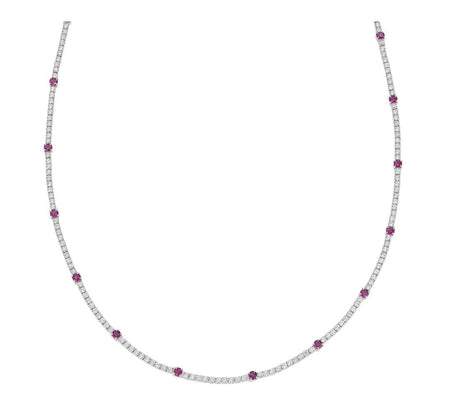 Collana Tennis Bianca e Rossa con Zirconi 2 e 3 mm