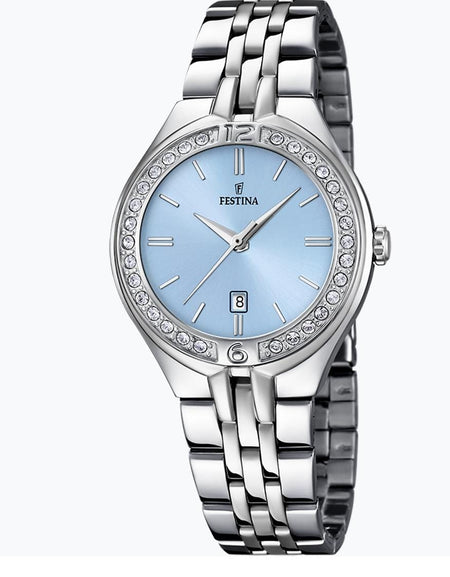 OROLOGIO FESTINA MADEMOISELLE F16867/4 AZZURO CINTURINO IN ACCIAIO INOSSIDABILE 316L, DONNA
