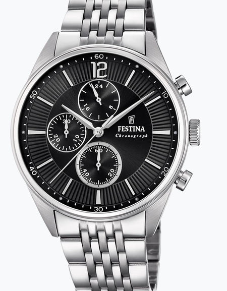 OROLOGIO FESTINA TIMELESS CHRONOGRAPH F20285/4 NERO CON CINTURINO IN ACCIAIO, UOMO