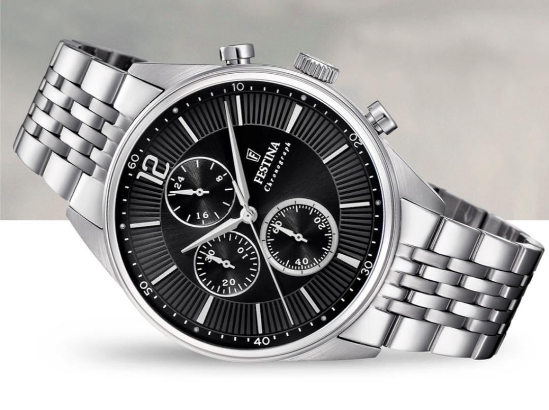 OROLOGIO FESTINA TIMELESS CHRONOGRAPH F20285/4 NERO CON CINTURINO IN ACCIAIO, UOMO
