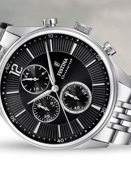OROLOGIO FESTINA TIMELESS CHRONOGRAPH F20285/4 NERO CON CINTURINO IN ACCIAIO, UOMO