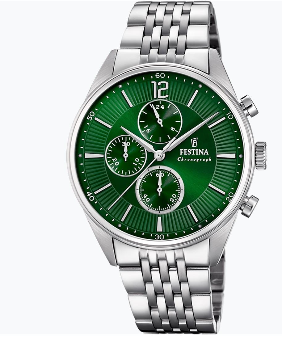 OROLOGIO FESTINA F20285/8 VERDE CON CINTURINO IN ACCIAIO, UOMO