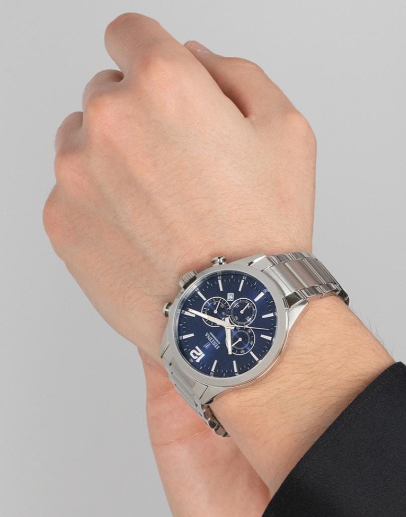 OROLOGIO FESTINA TIMELESS CHRONOGRAPH F20343/7 BLU CINTURINO IN ACCIAIO, UOMO