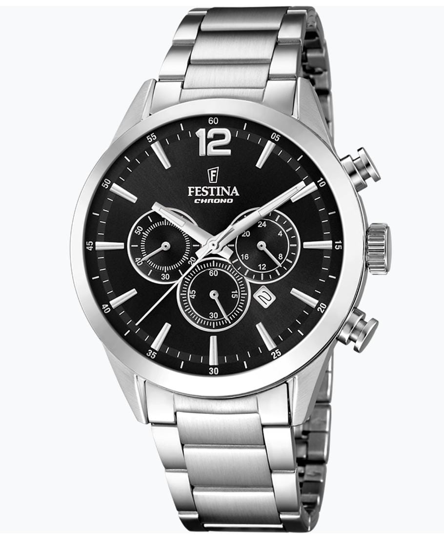 orologio FESTINA TIMELESS CHRONOGRAPH F20343/8NERO CINTURINO IN ACCIAIO