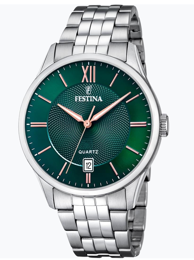 OROLOGIO FESTINA F20425/7 VERDE CON CINTURINO IN ACCIAIO, UOMO