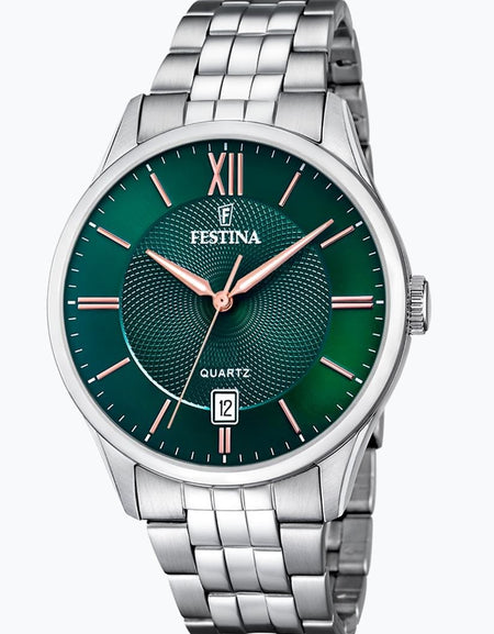 OROLOGIO FESTINA F20425/7 VERDE CON CINTURINO IN ACCIAIO, UOMO