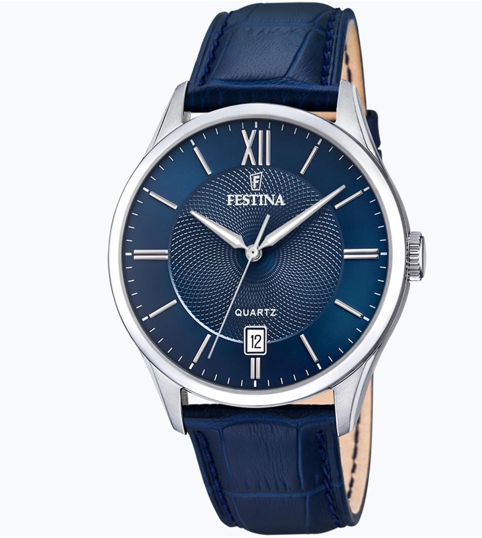 OROLOGIO FESTINA CLASSICS F20426/2 BLU CINTURINO IN PELLE, UOMO